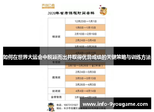 如何在世界大运会中脱颖而出并取得优异成绩的关键策略与训练方法